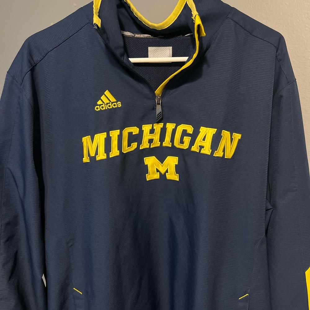 Adidas University Of Michigan Quarter Zip Jacket Mens Scorch ClimaLite large